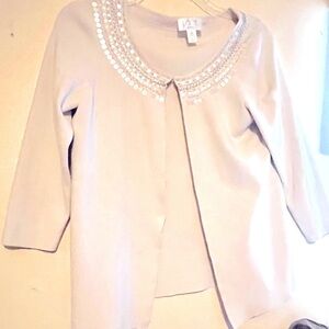 Lovely Loft Off-White Sweater,Sequins on Neckline, size medium